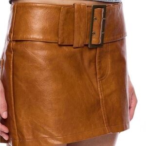 Lioness Tan Leather Mini Skirt
